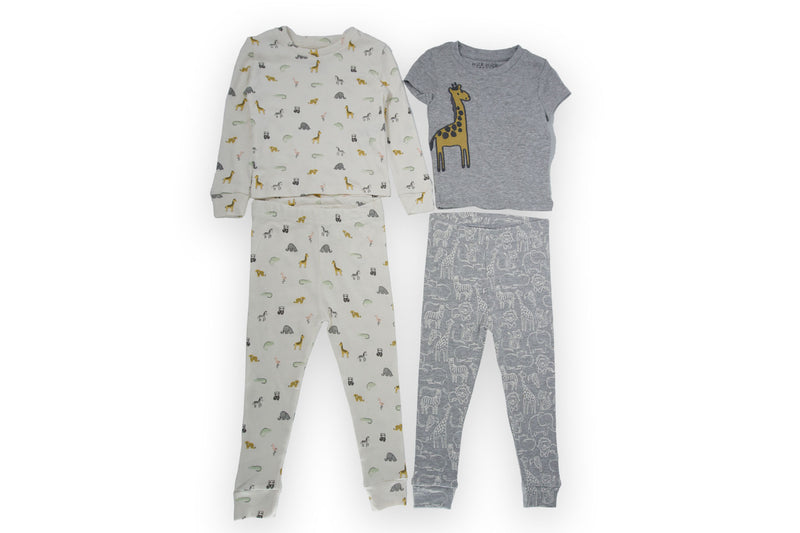 Mick Mack Organics Pajamas Giraffe Safari Animal Print - 4 Piece Set