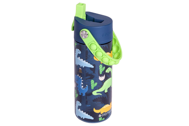 Elemental Leak Proof Splash Kids Tritan Water Bottle with Straw, Dinosaur -18oz