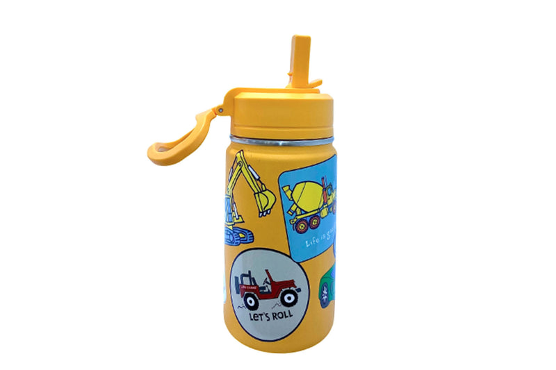 Life Is Good Tangerine Stainless Steel Kids Water Bottle with Straw -14oz