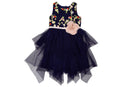 Rare Editions Flower Embroidered Girls Dress Navy