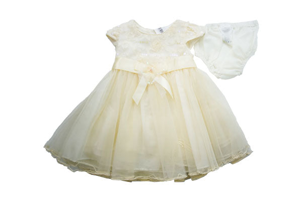 Bonnie Baby Sequin/Applique Organza Girls Dress Yellow