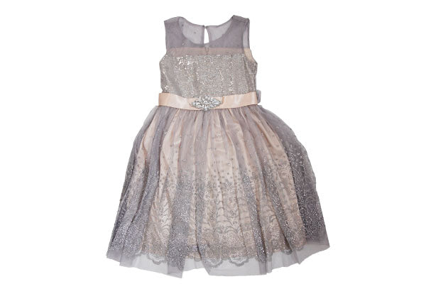 Bonnie Jean Silver Illusion Bodice Dress