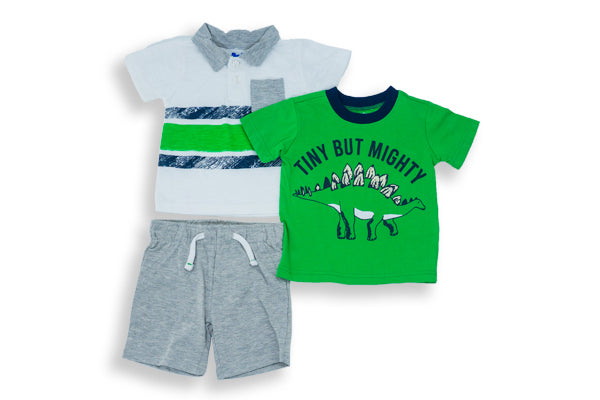 Baby Rebels Boys Logo Bodysuit & Shorts, 3 Piece Set