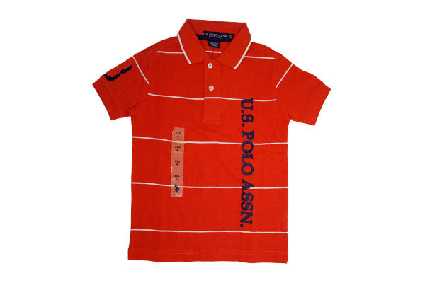 U.S. Polo Assn. Boys Stripe Polo Shirt Orange