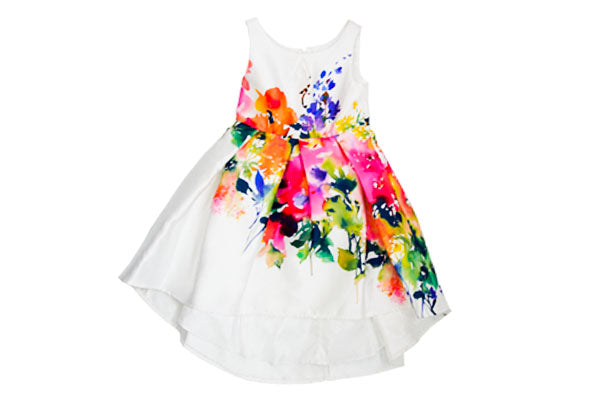 Monsoon Girls Rainbow Floral Occasion Dress