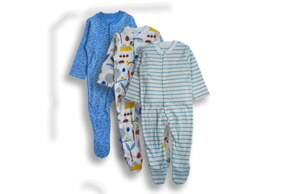 Mothercare Dinosaur Friends Pure Cotton Sleepsuits - 3 Pack