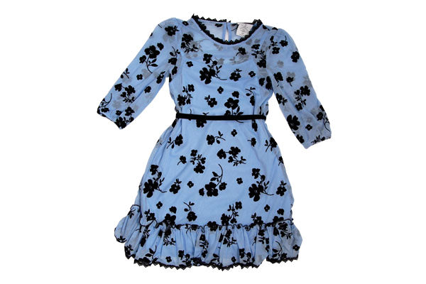 Rare Editions Floral Mesh A-Line Dress Blue