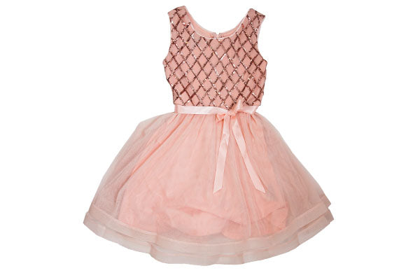 Amy Byer Sequin Girls Dress Peach