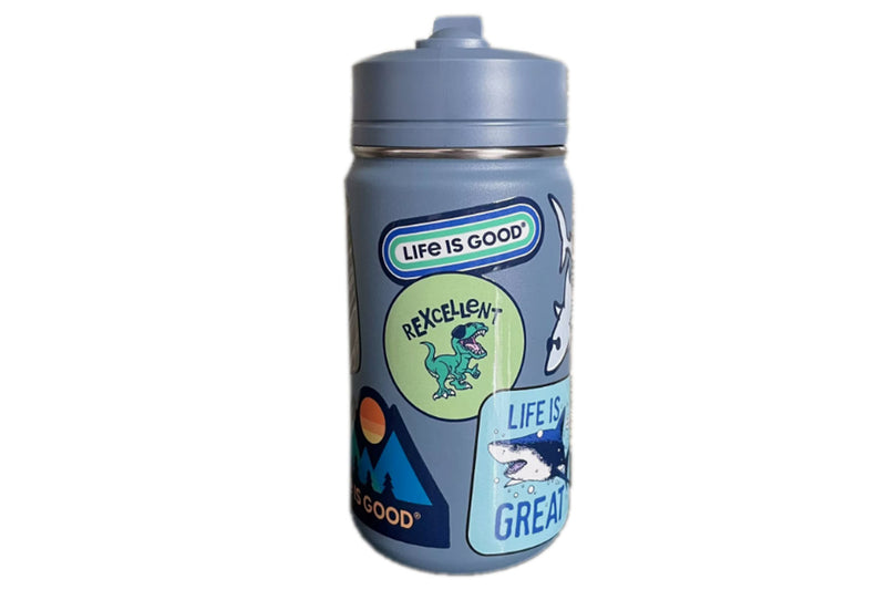 Life Is Good Storm Stainless Steel Kids Water Bottle with Straw - 14oz