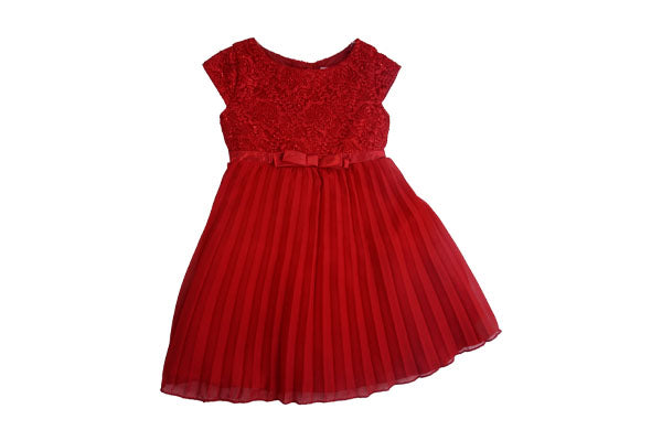 Youngland Lace Upper Pleated Dress Red