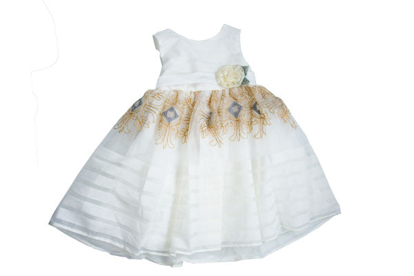 Pink Butterfly Girls Dress Ivory