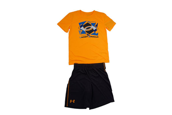 Under Armour Boys Short Sleeve Tee and Short Set, Lightweight and Breathable - Nova Orange