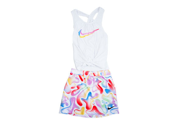 Nike Girl's Logo Tank Top and Printed Scooter Skirt Set