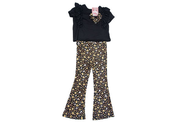 Btween 3-piece Butterfly Top & Flare Leggings Set