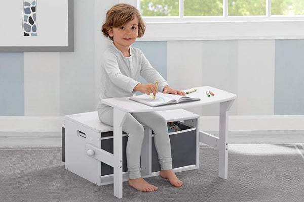 Delta Children My Size Activity Bench-Biance White -2+