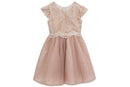 Rare Editions Lace Mesh Girls Ball Gown Taupe