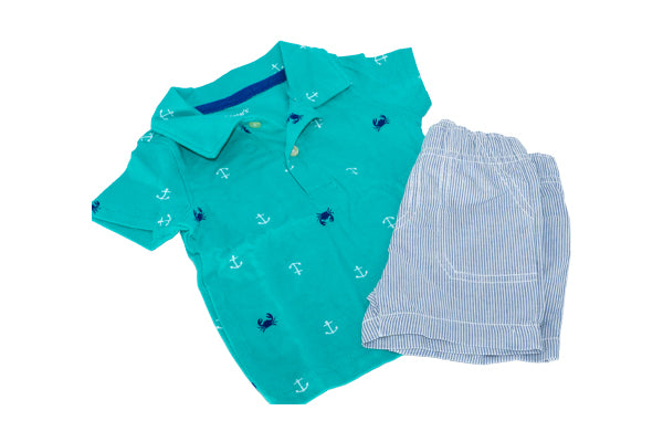 Carter's Baby Boy 2-Piece Crab Print Polo & Short Set