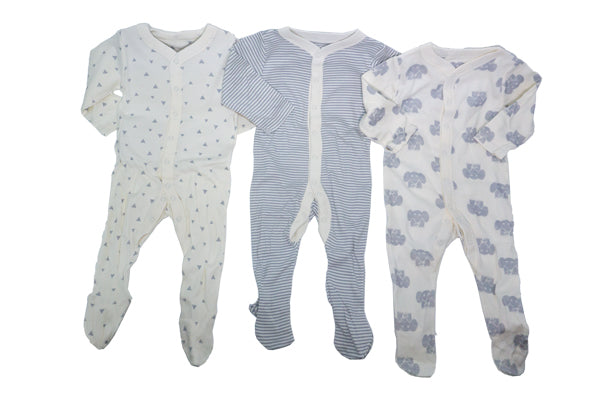 M&S Baby 3pk Organic Cotton Pink Mix Sleepsuits