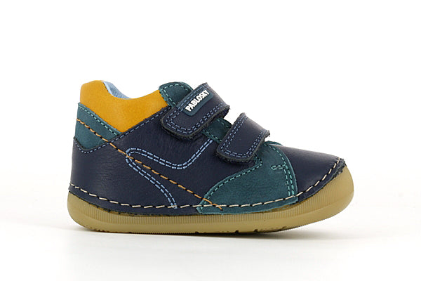 Pablosky Kids Navy-Orange Leather Boys Sneaker - 060532