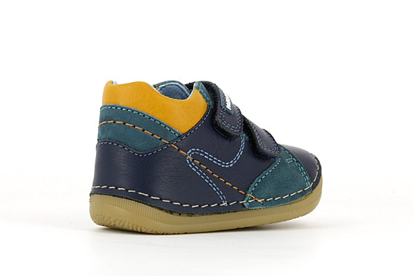 Pablosky Kids Navy-Orange Leather Boys Sneaker - 060532