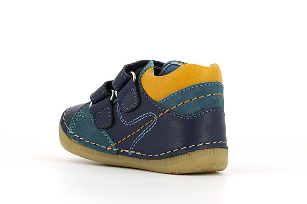 Pablosky Kids Navy-Orange Leather Boys Sneaker - 060532