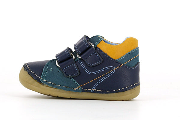 Pablosky Kids Navy-Orange Leather Boys Sneaker - 060532