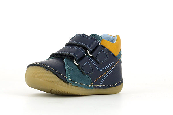 Pablosky Kids Navy-Orange Leather Boys Sneaker - 060532