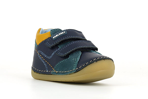 Pablosky Kids Navy-Orange Leather Boys Sneaker - 060532