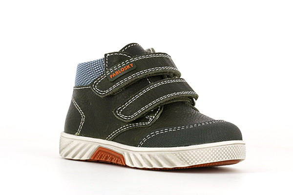 Pablosky Kids Navy Green Leather Boys Sneaker - 062781