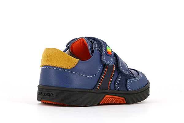 Pablosky Kids Navy Leather Velcro Boys Sneaker - 063142