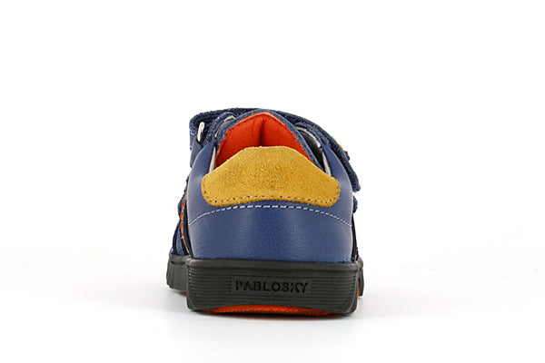 Pablosky Kids Navy Leather Velcro Boys Sneaker - 063142