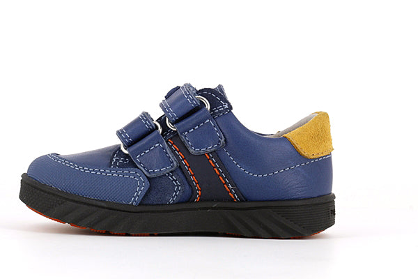 Pablosky Kids Navy Leather Velcro Boys Sneaker - 063142