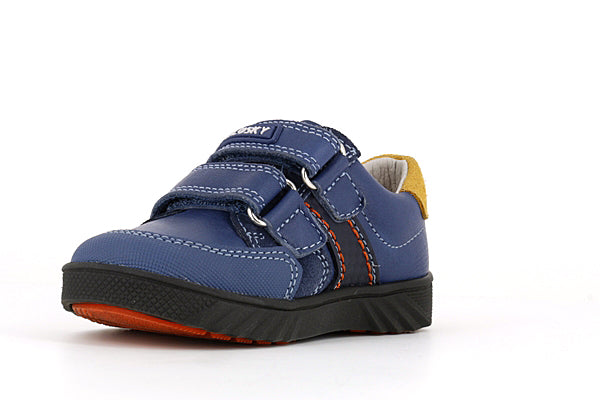 Pablosky Kids Navy Leather Velcro Boys Sneaker - 063142