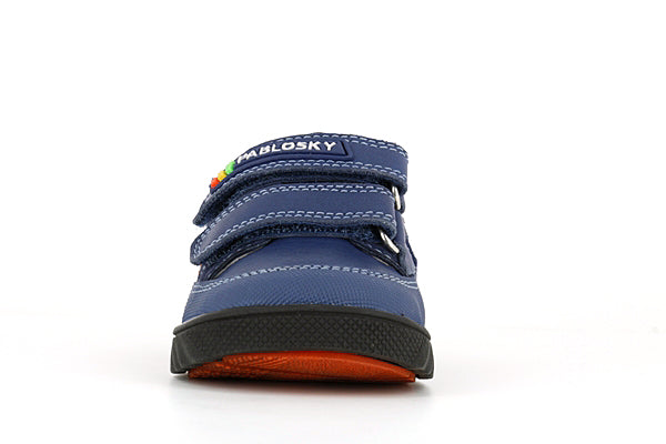 Pablosky Kids Navy Leather Velcro Boys Sneaker - 063142