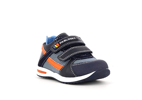 Pablosky Kids Navy Leather Velcro Boys Sneaker - 063425