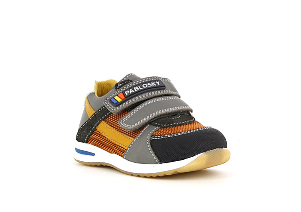 Pablosky Kids Orange Leather Velcro Boys Sneaker - 063452