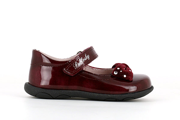 Pablosky Kids Wine Red Leather Mary Jane Girls Shoe - 068269