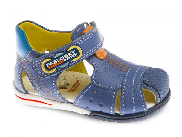 Pablosky Kids Blue Leather Boys Sandal - 069912