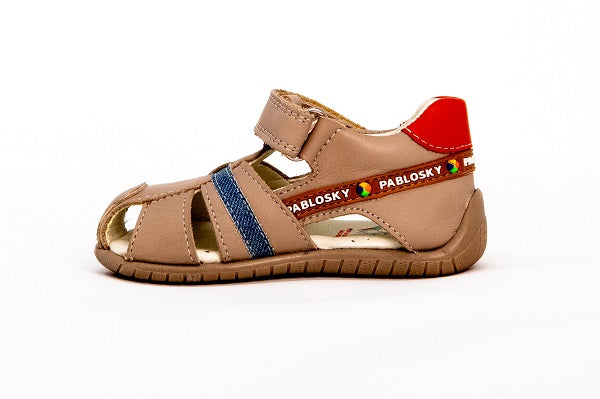 Pablosky Kids Gray Leather Boys Sandal - 070833