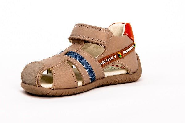 Pablosky Kids Gray Leather Boys Sandal - 070833