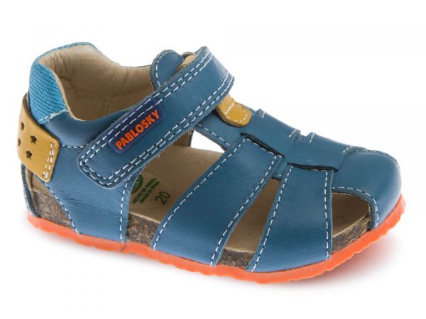 Pablosky Kids Teal Leather Boys Sandal - 082243