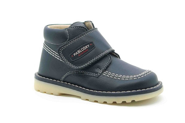 Pablosky Kids Navy Leather Boys Boot - 018322