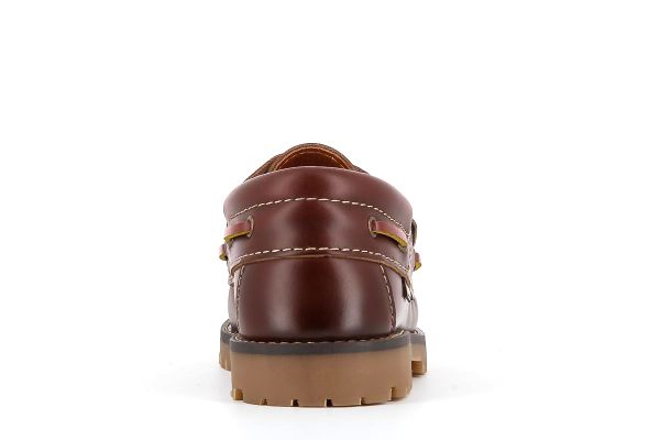 Pablosky Kids Brown Leather Velcro Boys Deck Shoe - 122580