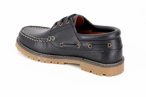 Pablosky Kids Navy Leather Boys Deck Shoe - 122620