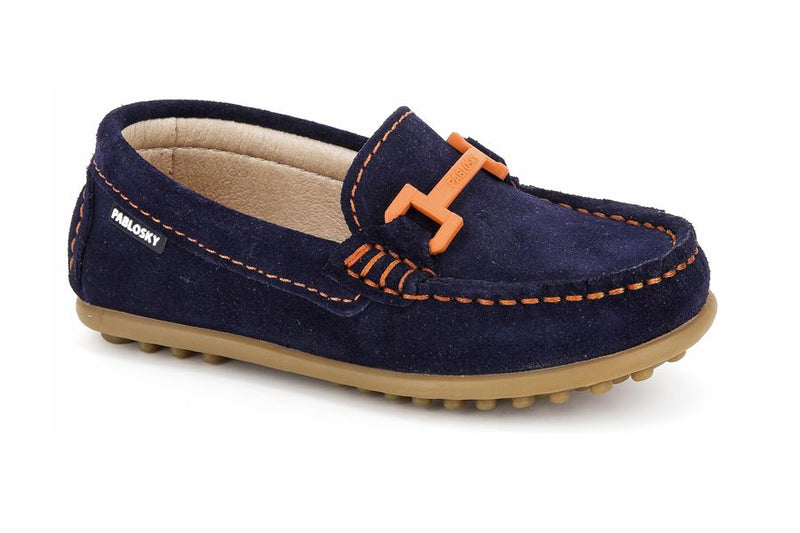 Pablosky Navy Suede Boys Driver Shoe - 123124