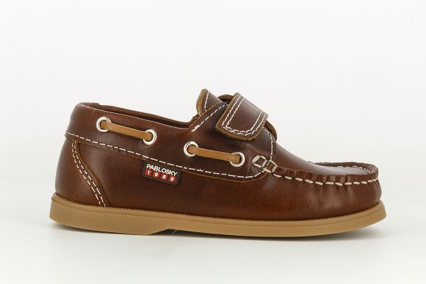 Pablosky Kids Brown Leather Boys Moccasin Shoe - 125790