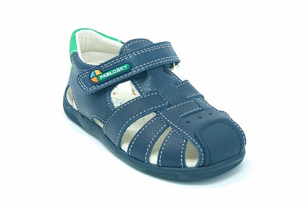 Pablosky Kids Navy Leather Boys Sandal - 024426