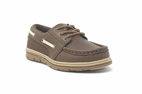 UNIONBAY Kids Coral Brown Leather Boys Boat Shoe