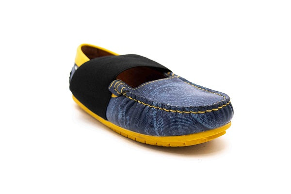 Venettini Girls 55-Lilyc Yellow & Denim Loafer with Elastic Strap