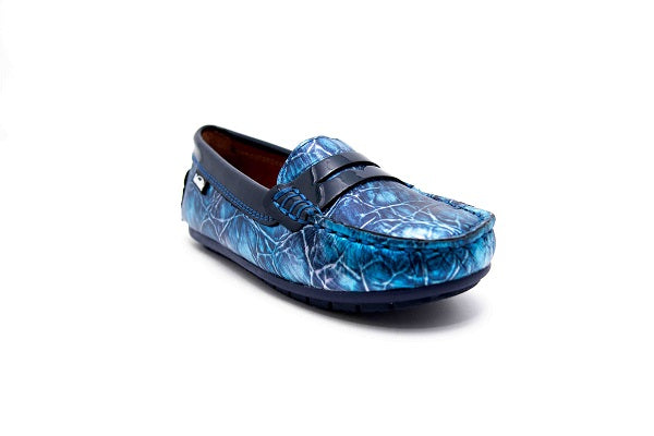 Venettini Boys 55-Savor Blue Alicante & Marine Leather Loafer